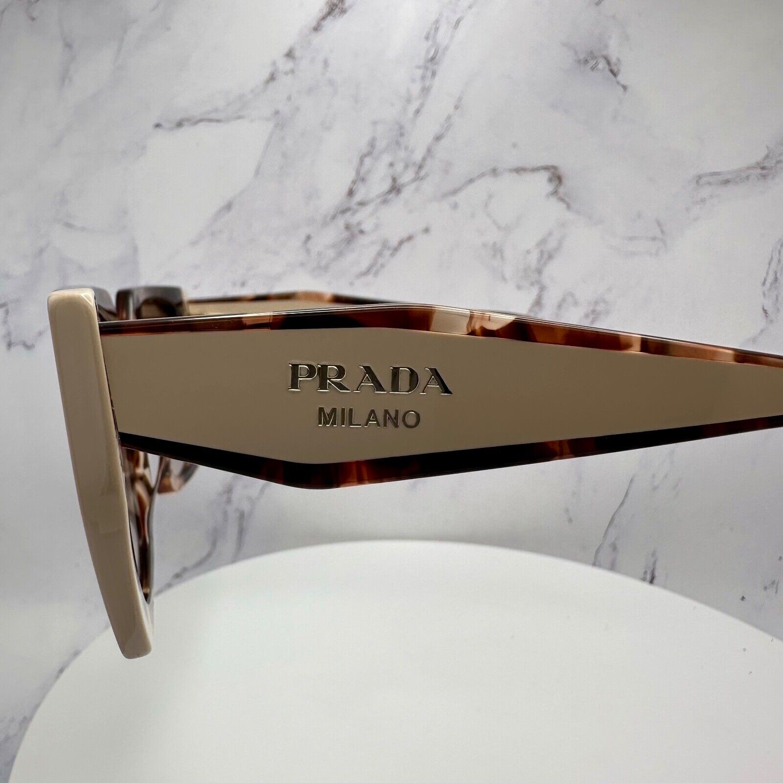 PRADA Sunglasses Brown PR 15WS 01R0A6 Square Womens Beige Tortoise Gold