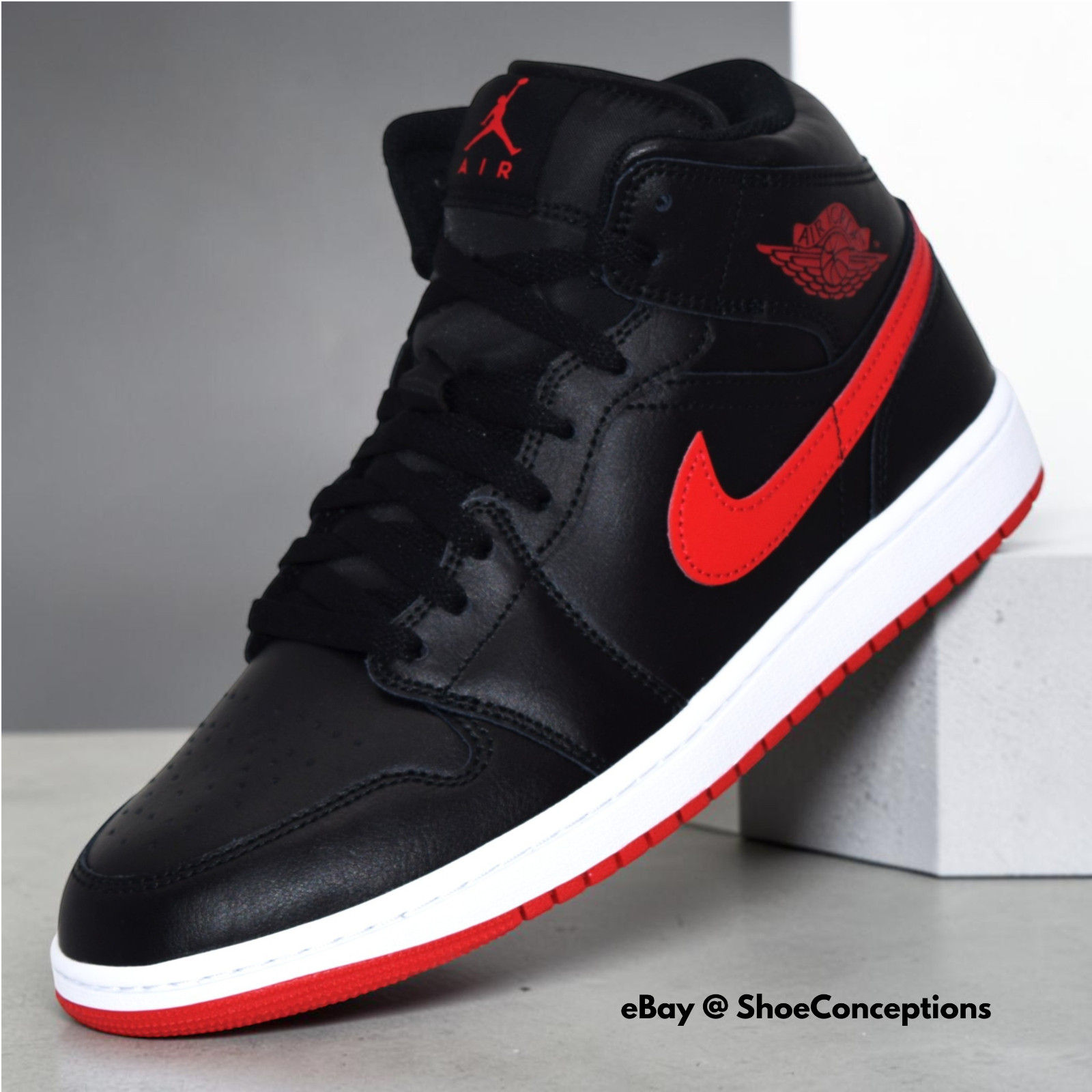 Nike Air Jordan 1 Mid Black University Red White DQ8426-005 Men’s Sizes NEW