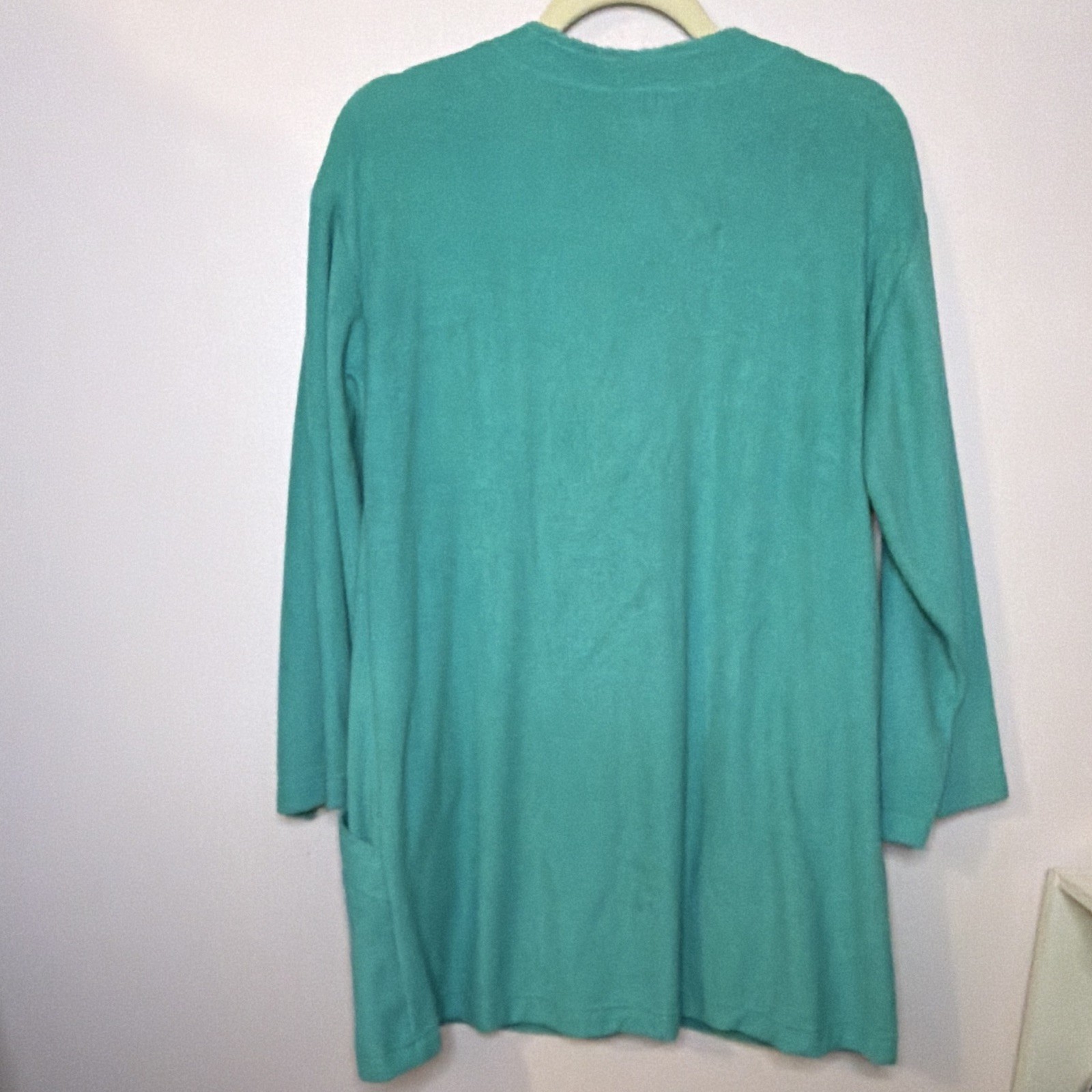 Vintage Sea Waves Turquoise Solid swim cover up gold Heart Buttons Small