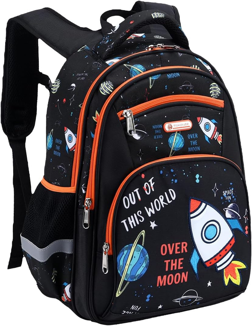 Lightweight Waterproof School Backpack for Kids – Fun Space Prints, 16 Inch