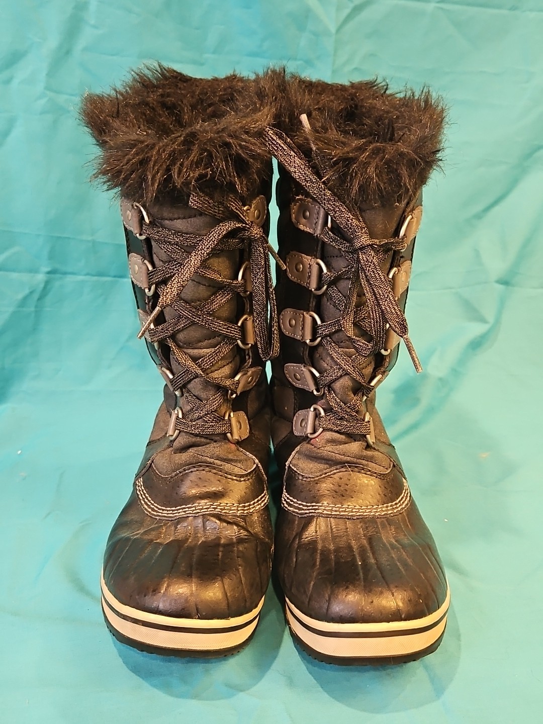 Sorel Tofeno II BIack Winter Snow Boots Faux Fur Lined Womens Size 6 NY2419-010