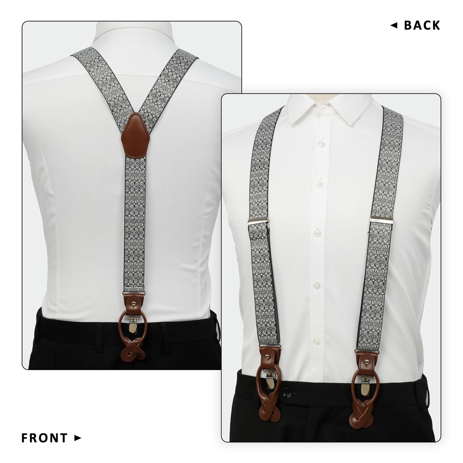 Men Suspenders Adjustable,1.4 Inch Wide Heavy Duty Y-Back Elastic Tuxedo Elas…