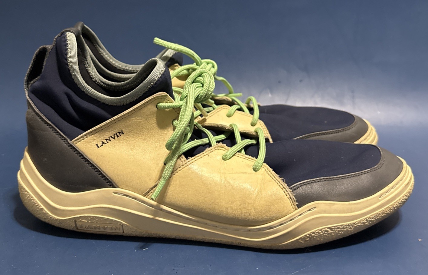 Lanvin Colorblock Neoprene Lace-Up Stretch Knit Sock Sneakers Size 8