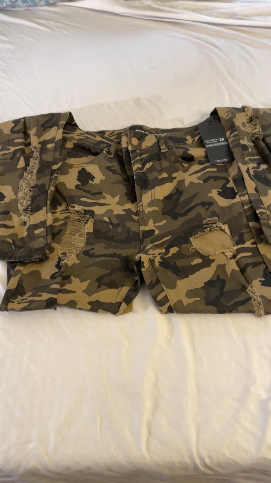 Women’s Olive/Brown Camo Cargo Pants M Regular Fit 30W Cotton Twill Pockets. ￼
