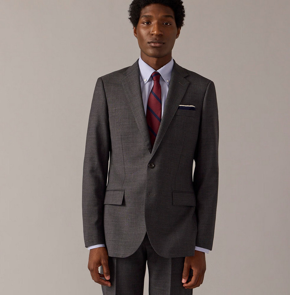 NEW J. CREW $450 CHARCOAL ITALIAN STRETCH WORSTED WOOL LUDLOW SUIT JACKET SZ 44R