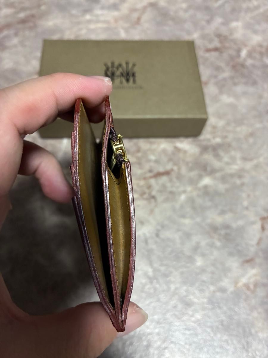 Burgundy Mini Wallet Coin Case with Money Clip 8.7×10.2×1.3cm Bill Pocket Fit