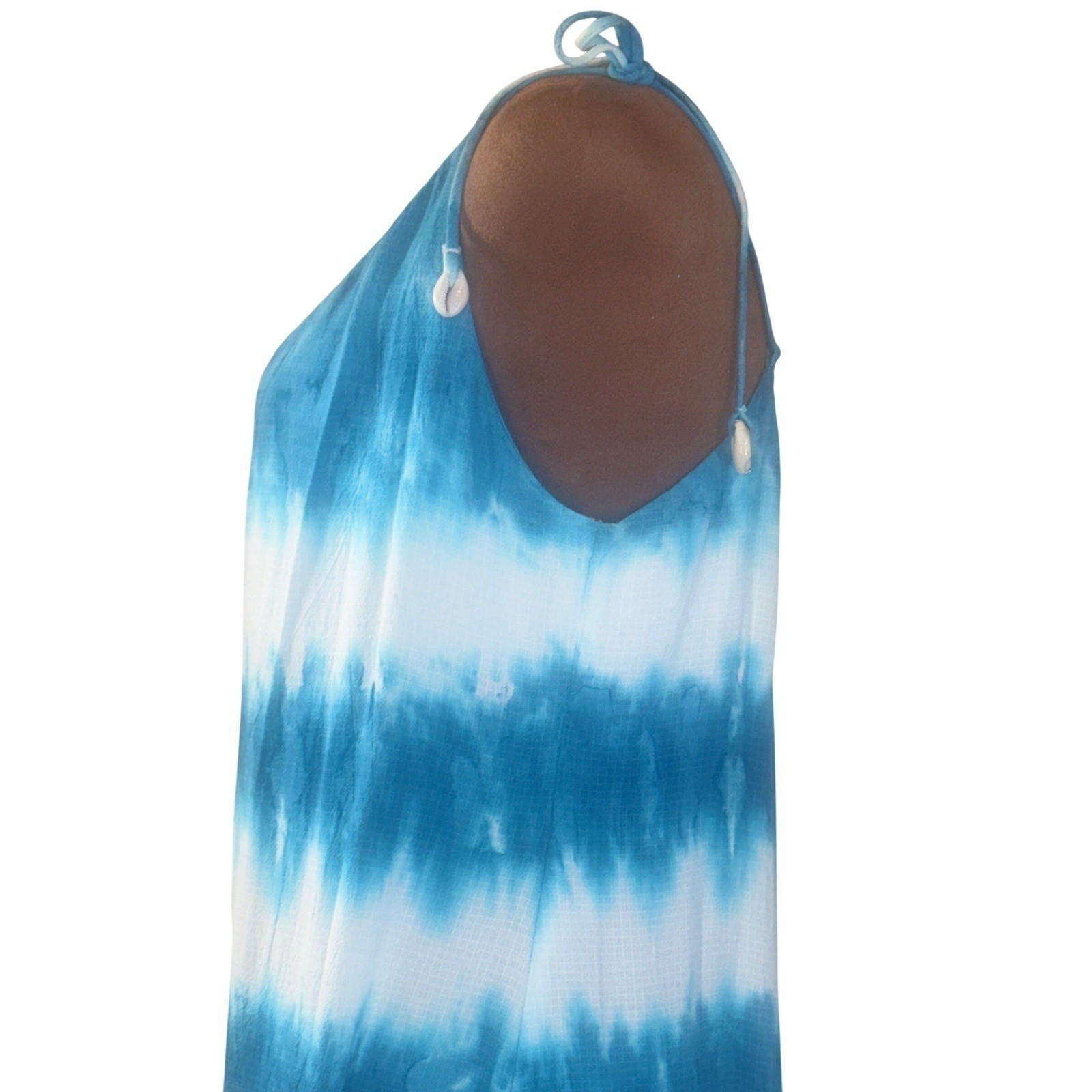 Shore Tie Dye Maxi Dress M Blue White Open Back Sundress Beach Resort NWT