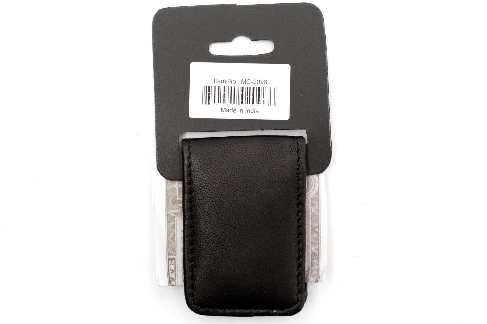 Men’s New Genuine Leather Strong Magnetic Money Clip Black