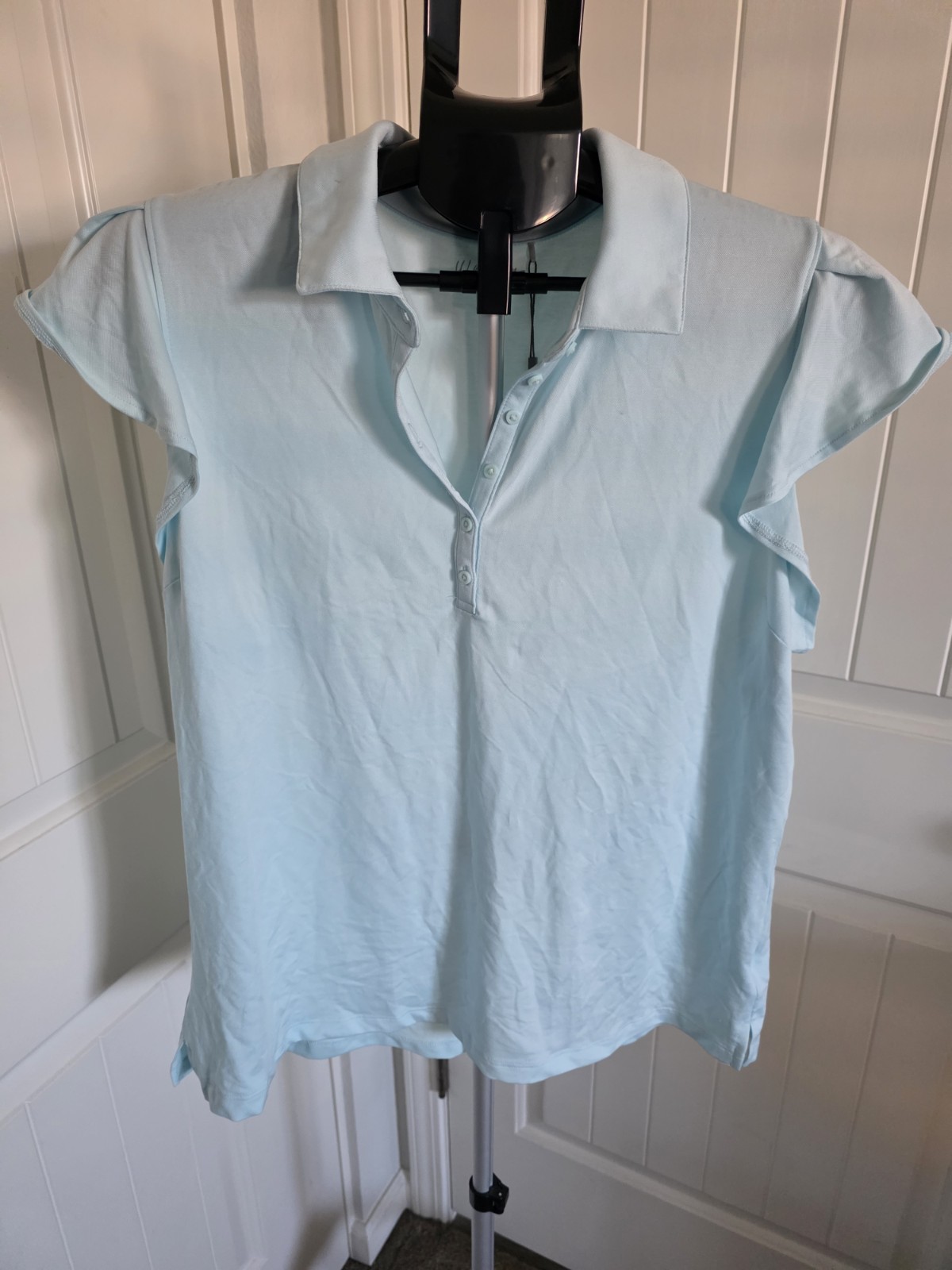 Women’s XL Walter Hagen Golf Clubhouse Flutter Sleeve Top- Cyan Glass NWT