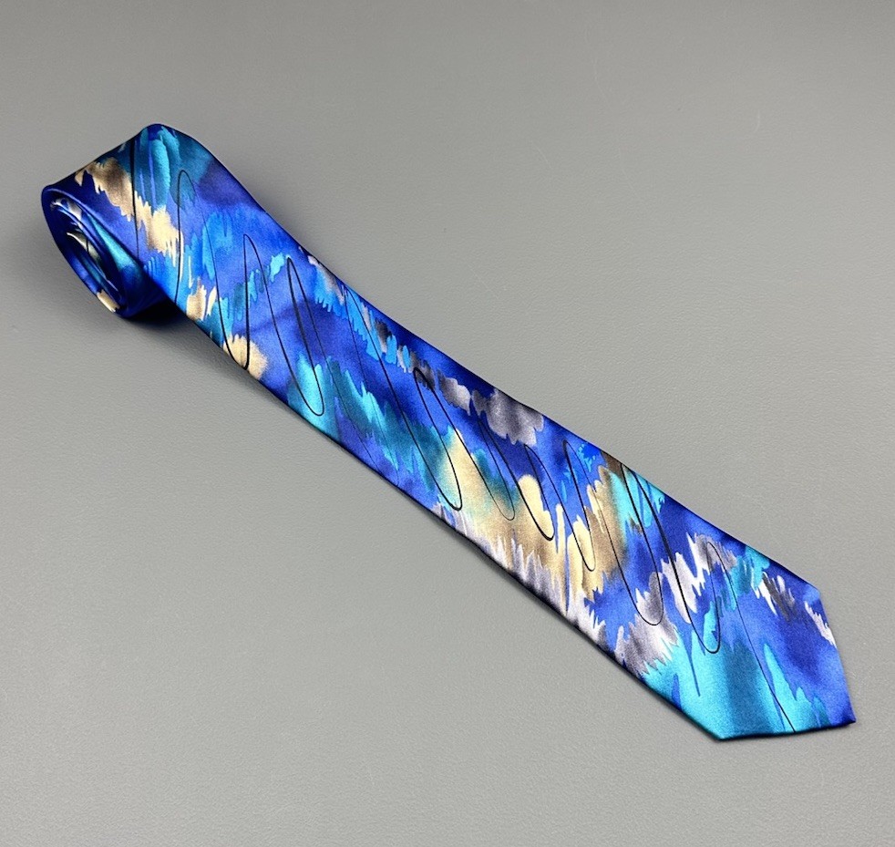 Jerry Garcia California Mission 62 Blue Abstract Silk Tie 100% Silk 3.25 x 60.5