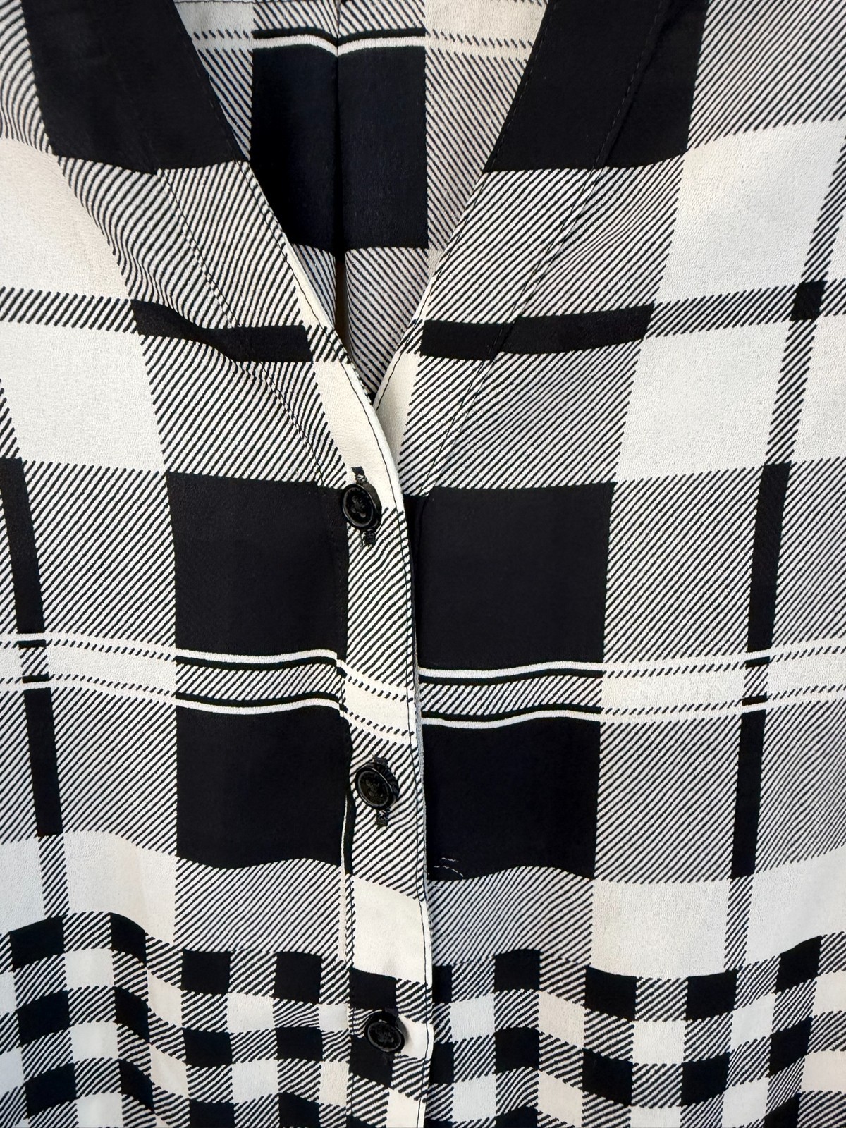 Express Button-Up Shirt Patchwork Design Black and White Med Slim Fit
