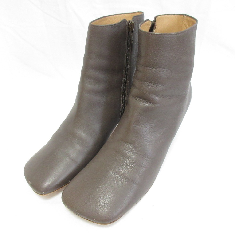 BRENTELLA Leather Short Boots Size 36.5 Approx. 9.3″” Taupe Brown Women USED