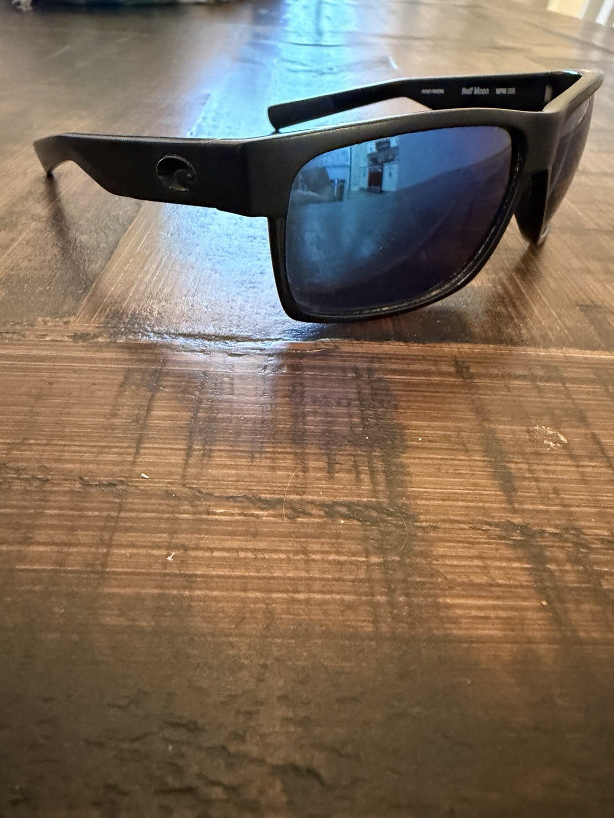 Costa Ocearch Half Moon HFM 155 Black Plastic Frame Blue Mirrored Sunglasses