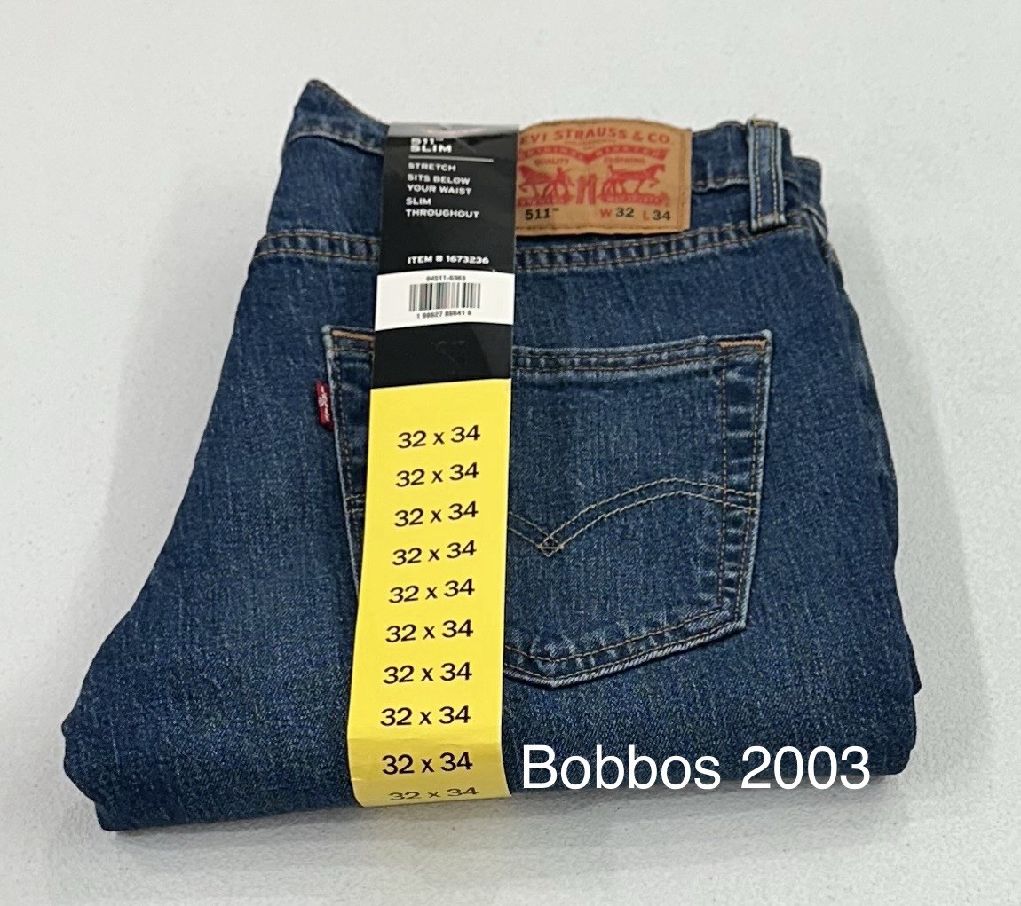 Levi’s 511 Men’s Slim Fit Stretch Sits Below Waist Jeans, Blue, Size 32X34