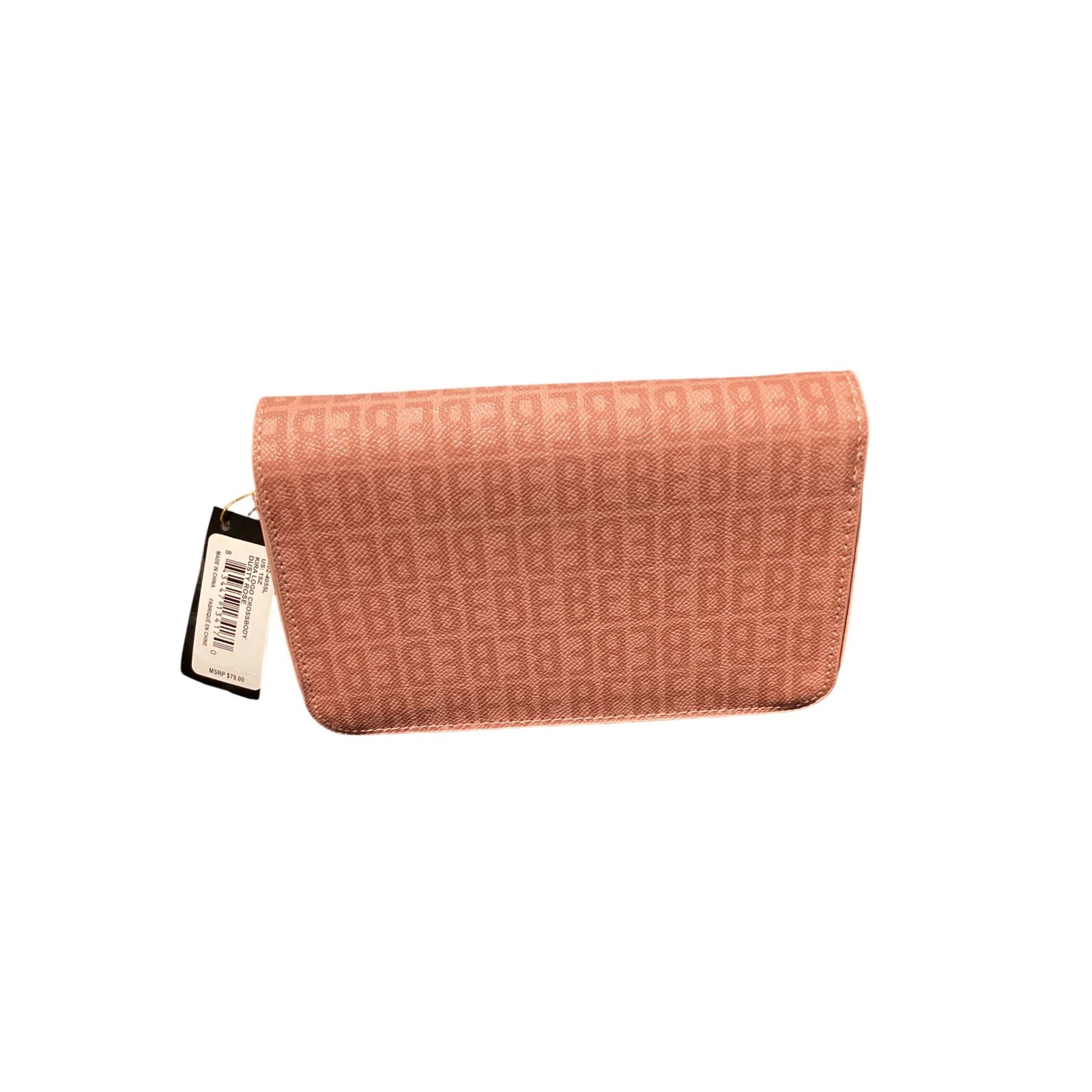 Bebe Kira Logo Crossbody Bag Dusty Rose Pink Gold Chain Strap BE-4434L NEW