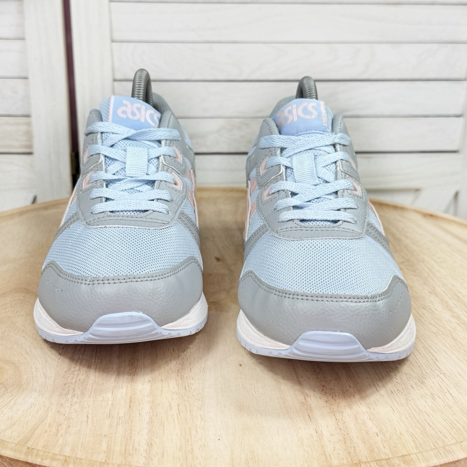 ASICS Lyte Classic Mesh Fabric Sneakers Blue Grey Pink Juniors 7 8.5 Women