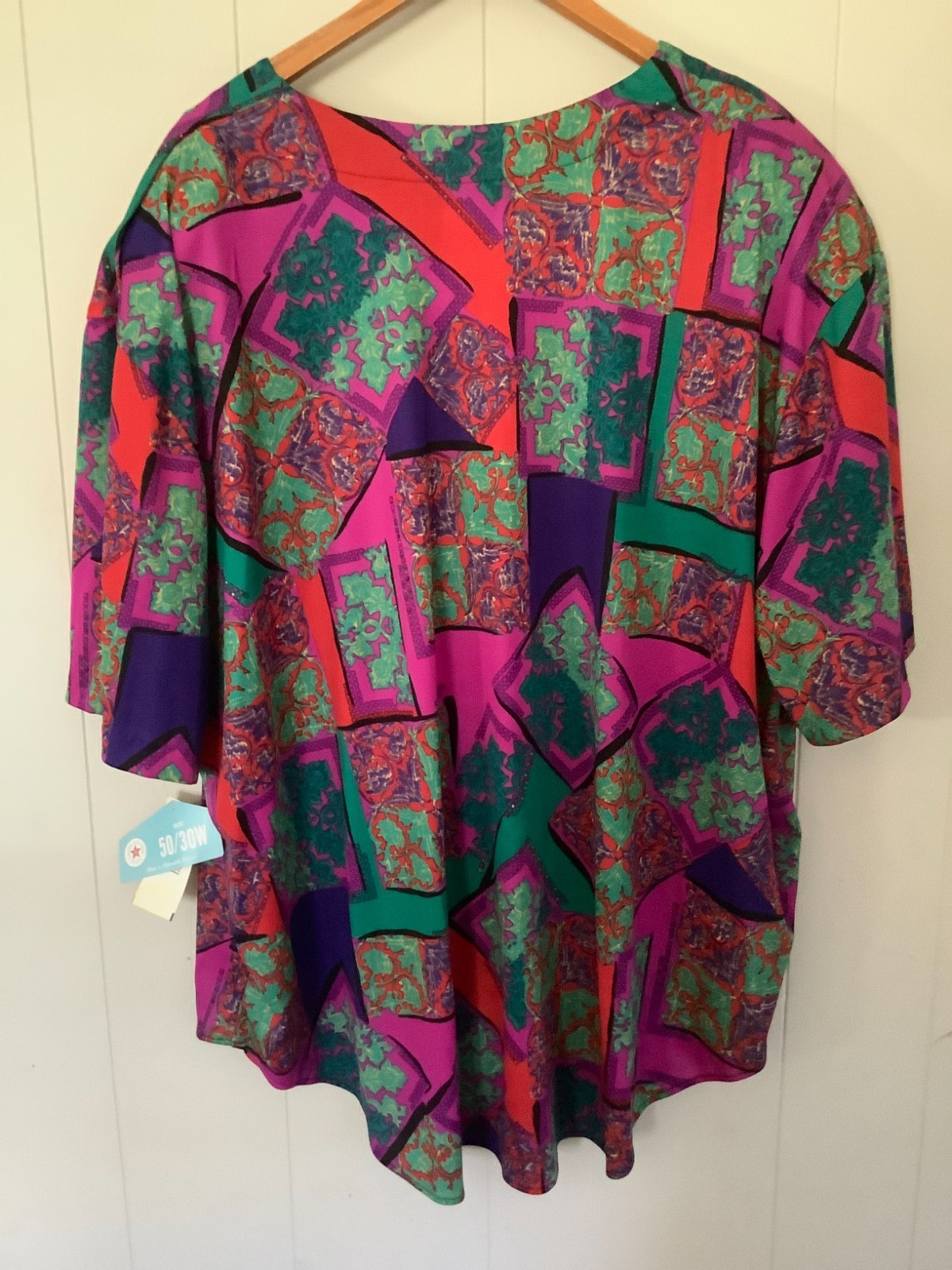 Vintage Top Notch Blouse Women’s Plus Size 30W Bright Rich Colors New w/Tags