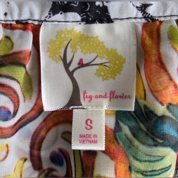 Fig and Flower Multicolor Sheer Floral Top Size S. Excellent condition.