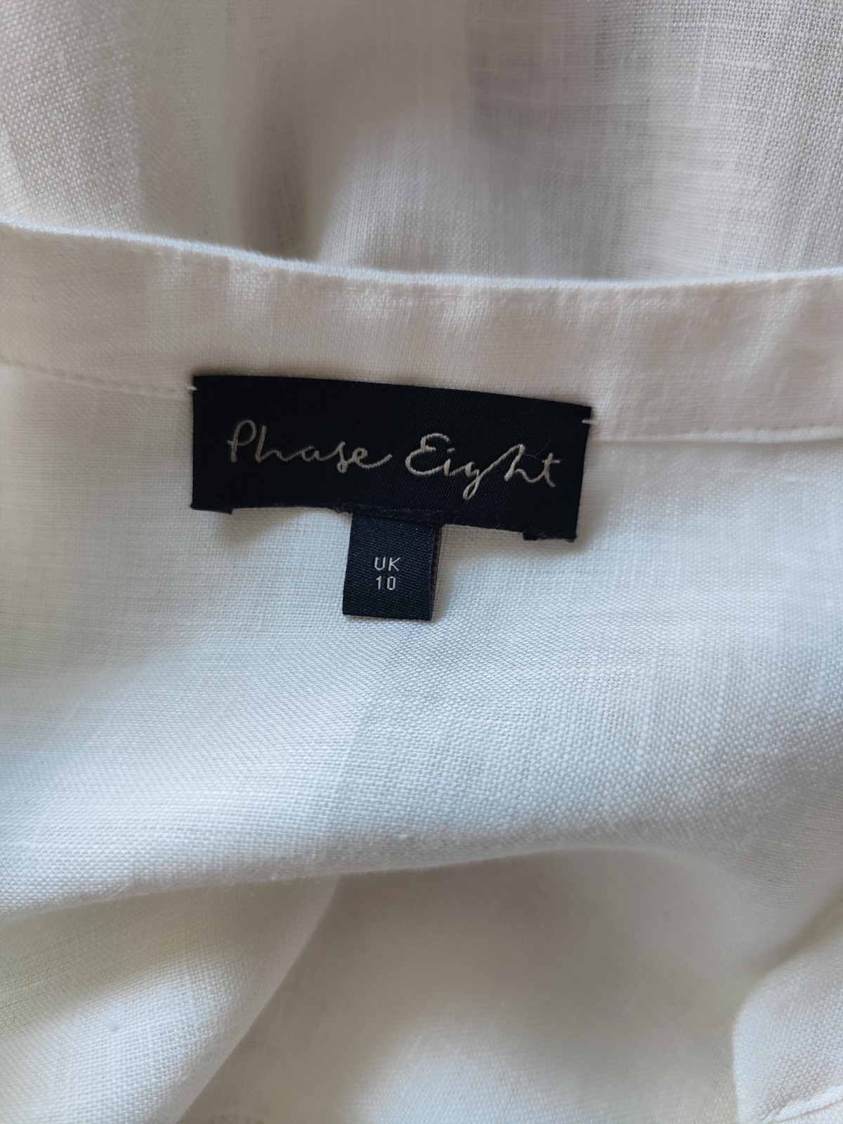Phase Eight Ada Lace Insert Blouse Size 10 Ivory Linen Lace Oversized Shirt Top