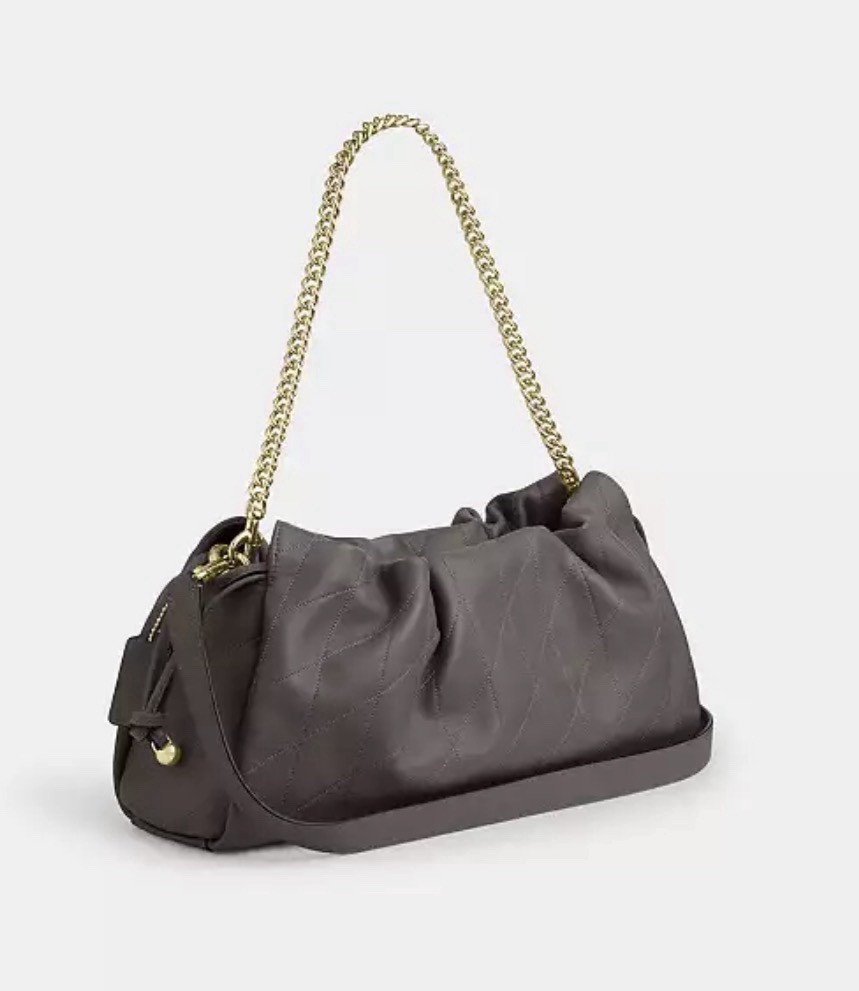 NWT Faye Large Shoulder & Crossbody Bag Quilting Nappa Leather CCZ58 Gold/Slate