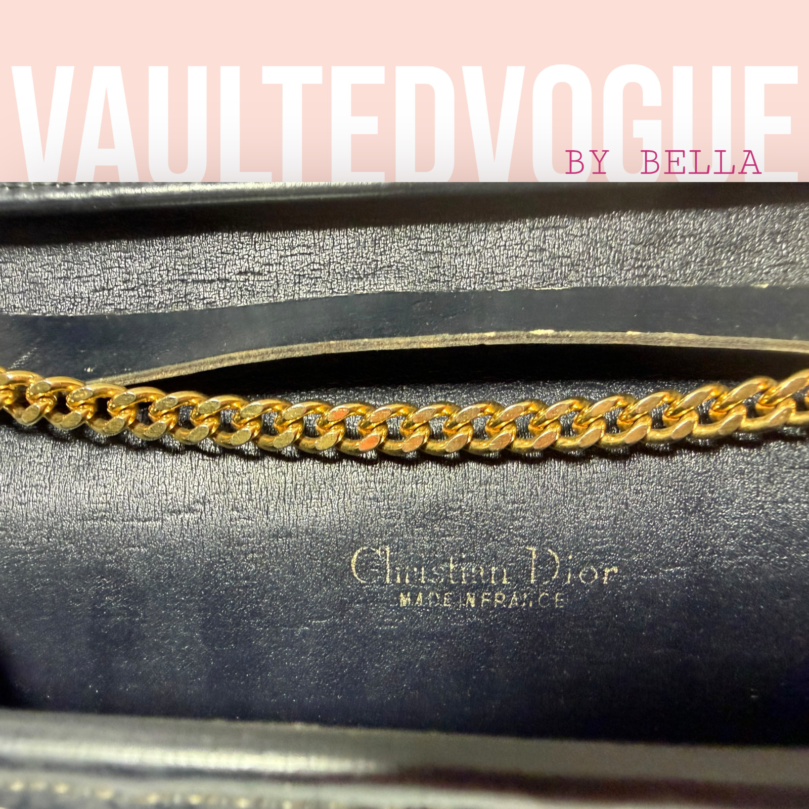 Authentic Vintage Christian Dior Trotter Monogram Gold Chain Crossbody Bag
