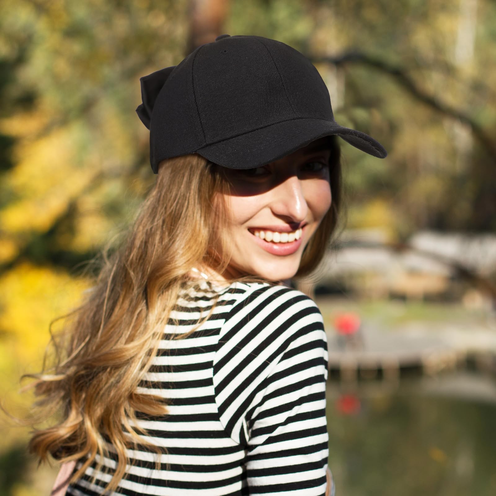 Hercicy Bow Tie Baseball Cap for Women Coquette Cute One Size, Black