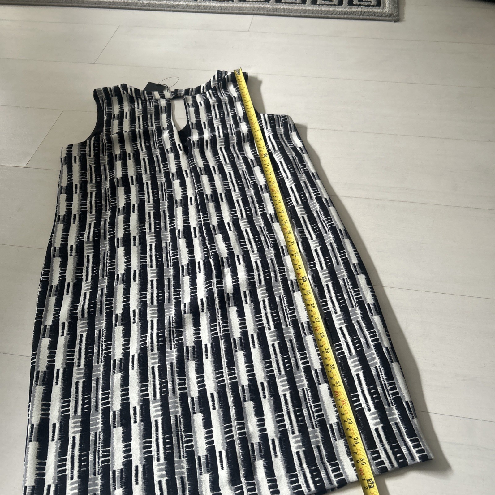 Next Black Grey White Printed Tunic Shift Dress New Tags 12 Work Office Summer