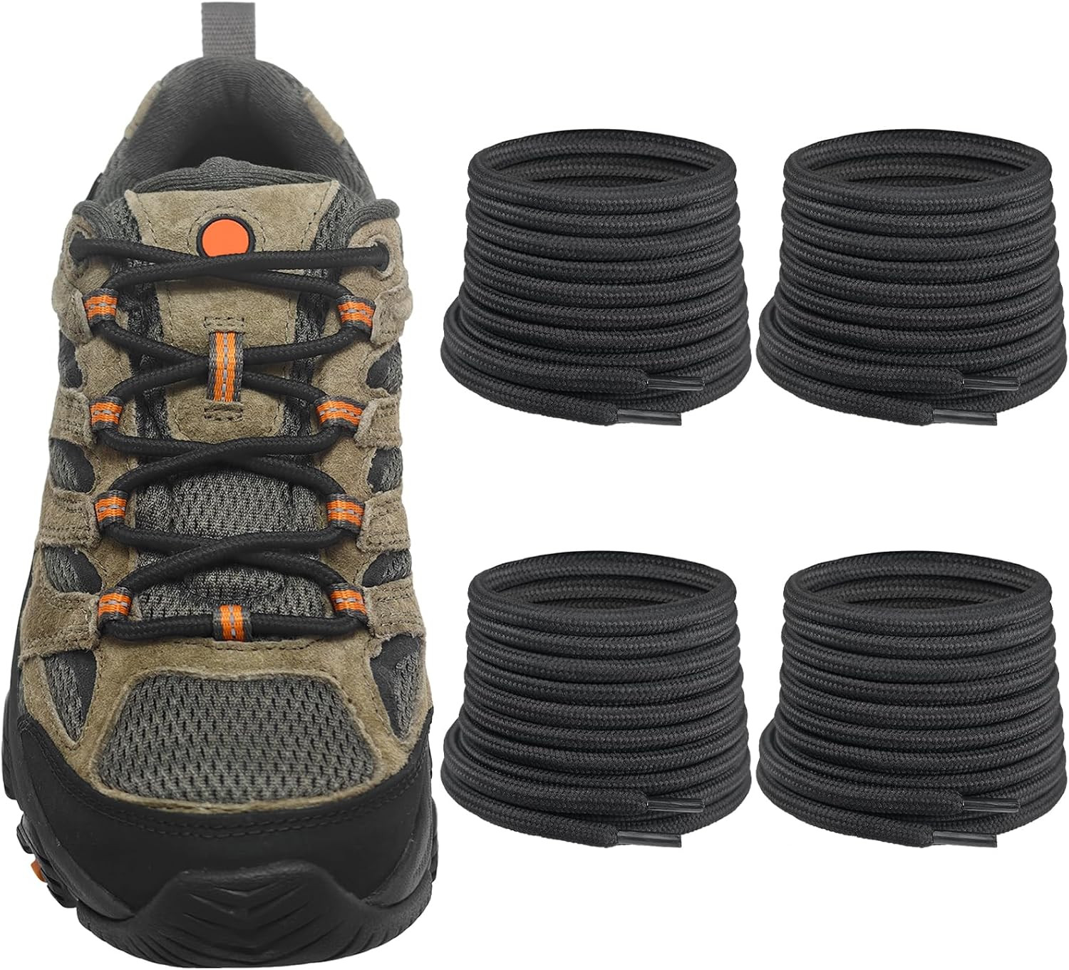 2 Pairs Shoelaces for Merrell Moab Boot, 13/64”(5Mm) Boot round Shoe Laces Stri