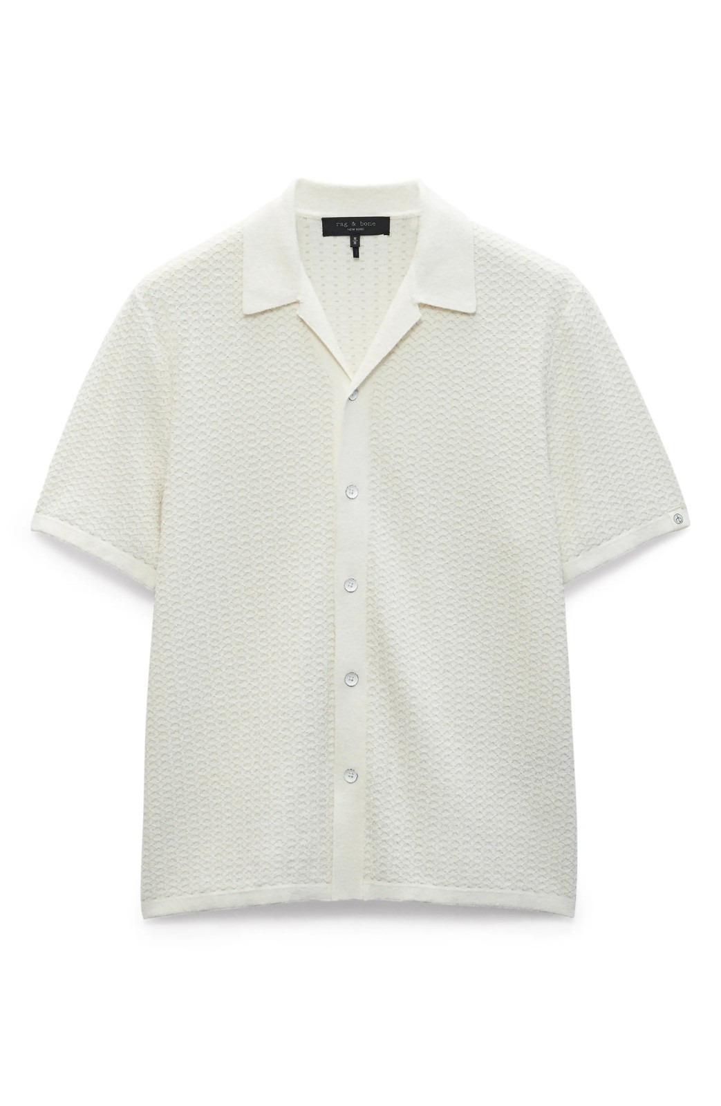 rag & bone Avery Men’s Jacquard Knit Zuma Toweling Camp Shirt Ivory Size XXL