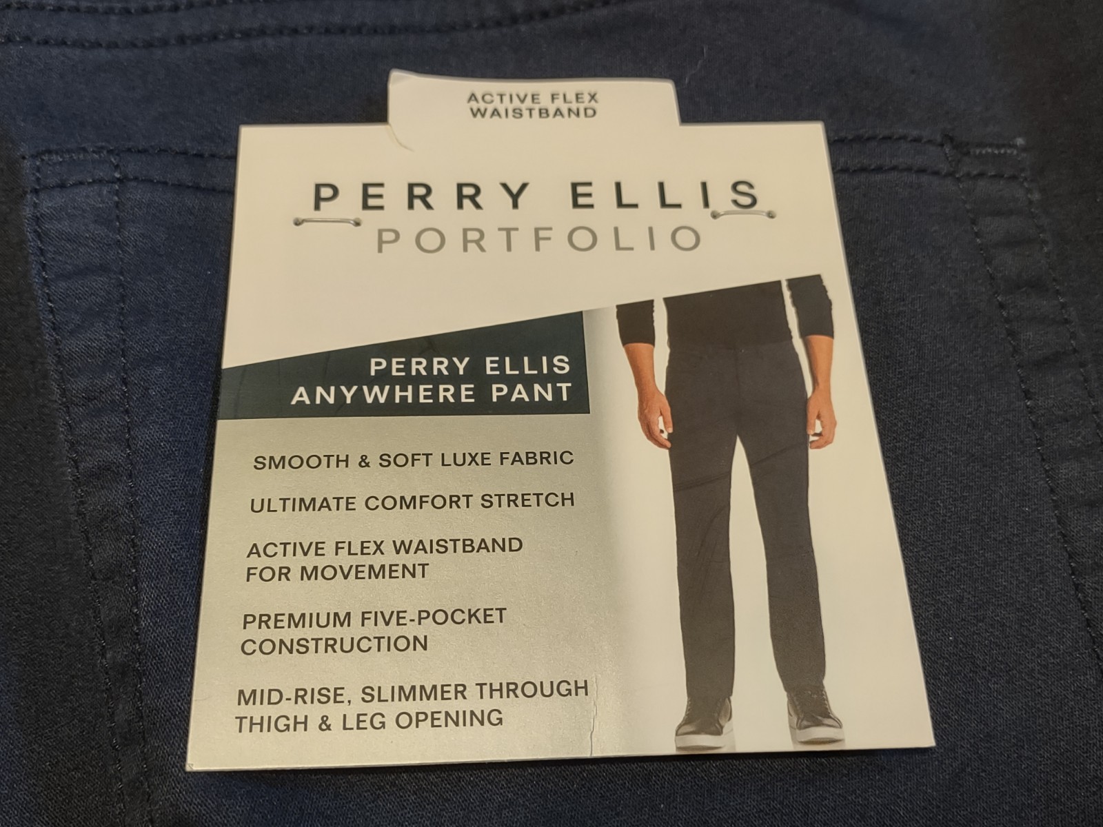 NWT – Perry Ellis Portfolio – Men’s Anywhere Pant – Dark Blue – 36 X 34