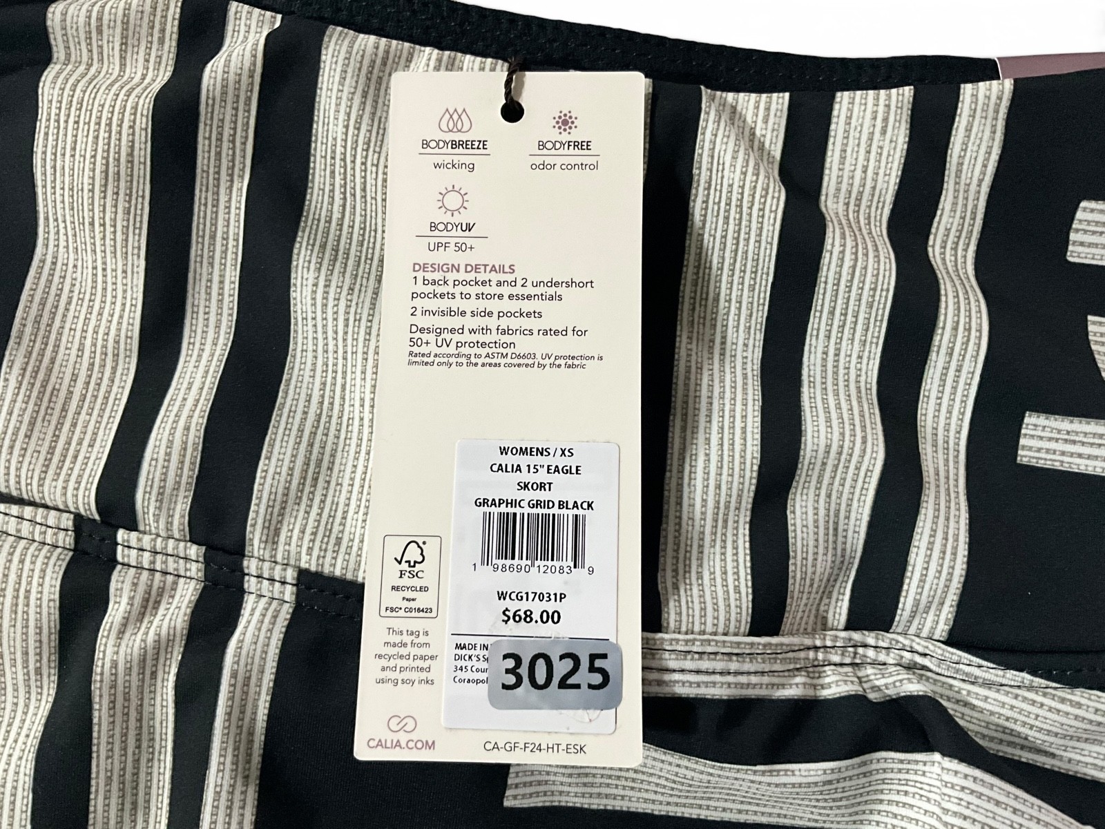 Women’s Calia 15″ Eagle Skort – Graphic Grid Black – Size XS
