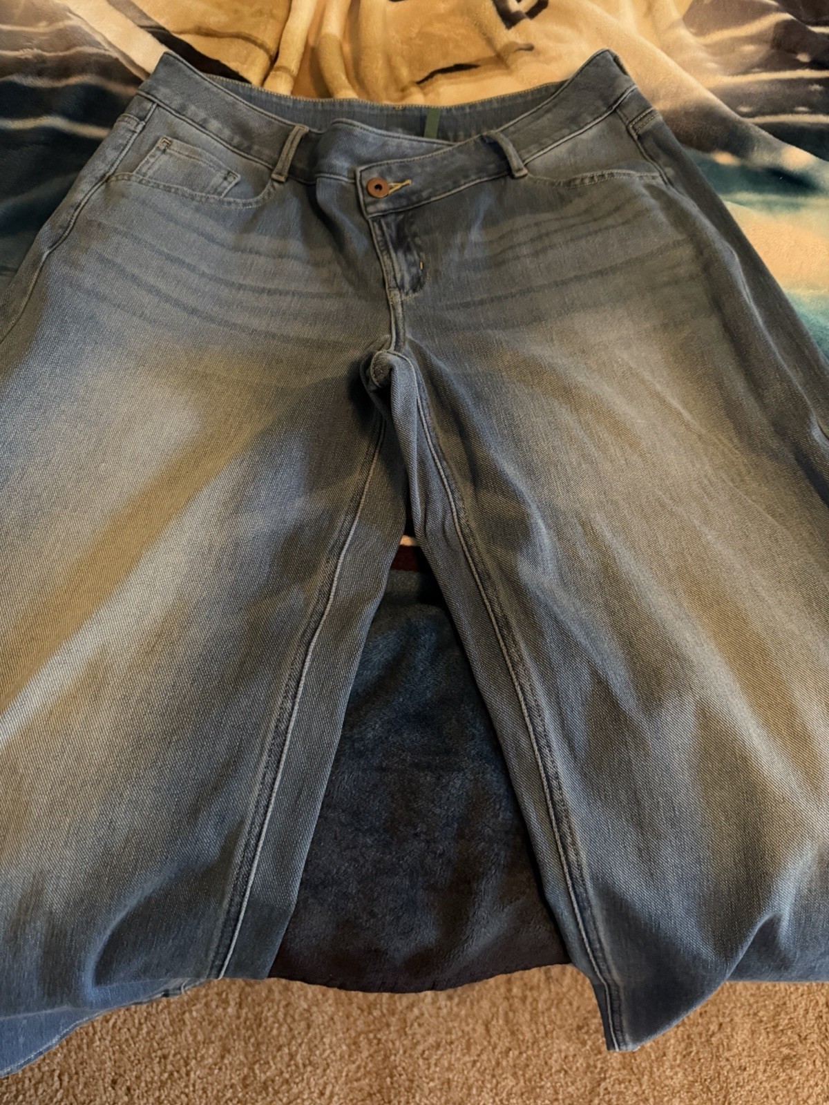 Halara Jeans Asymetrical Jeans Petite Medium. NWOT.