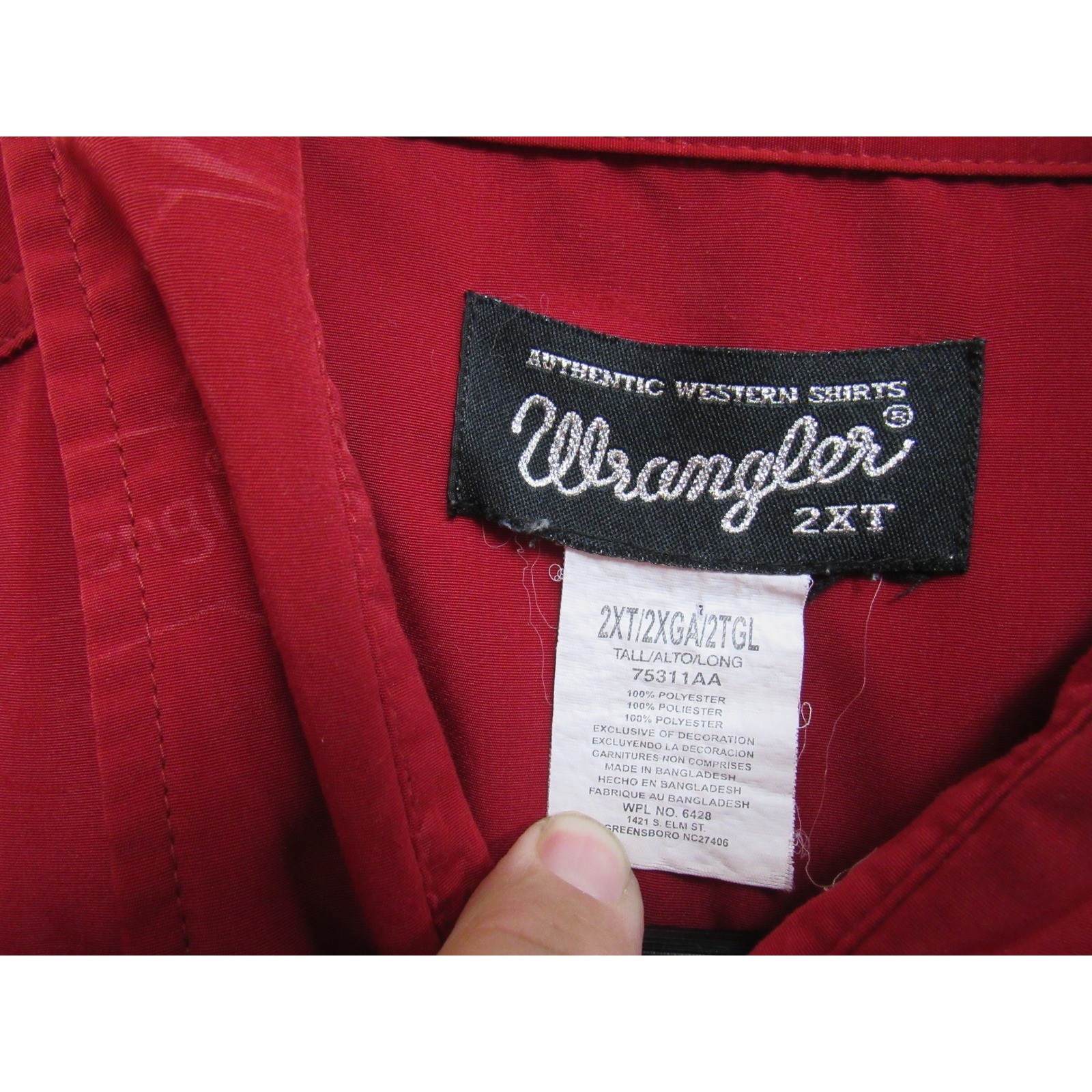Wrangler Red Tonal Logo Jacquard Western Snap Shirt Mens 2XT Tall Spellout