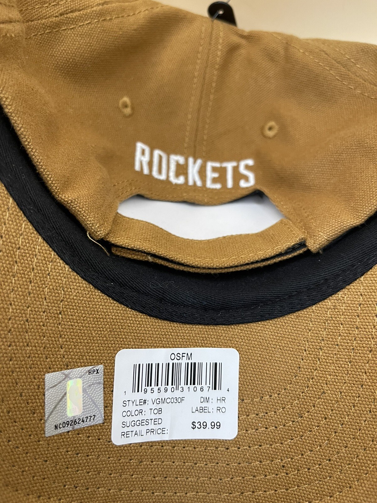 Houston Rockets NBA Ultra Game Adjustable Strapback Hat Mustard Brown OSFM