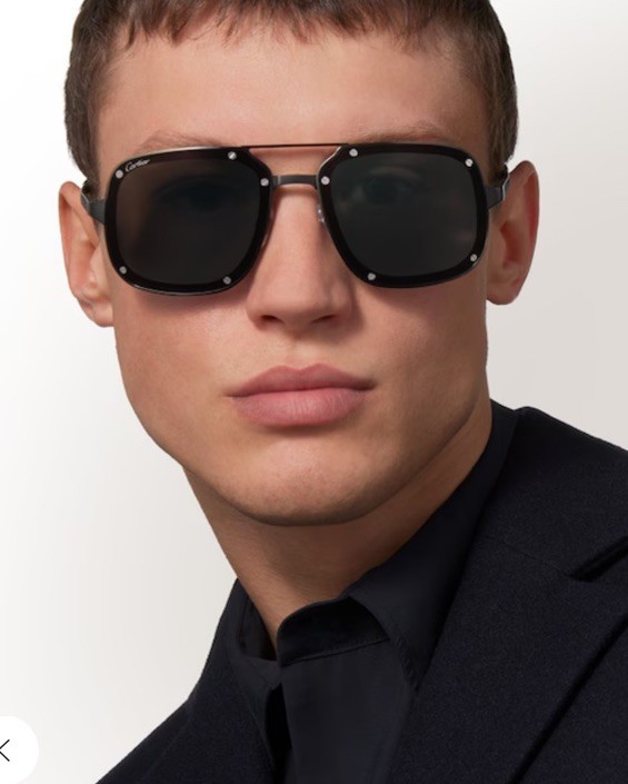 Cartier Santos Sunglasses CT0194S 004 Black Smoke Grey Light Mirror Navigator