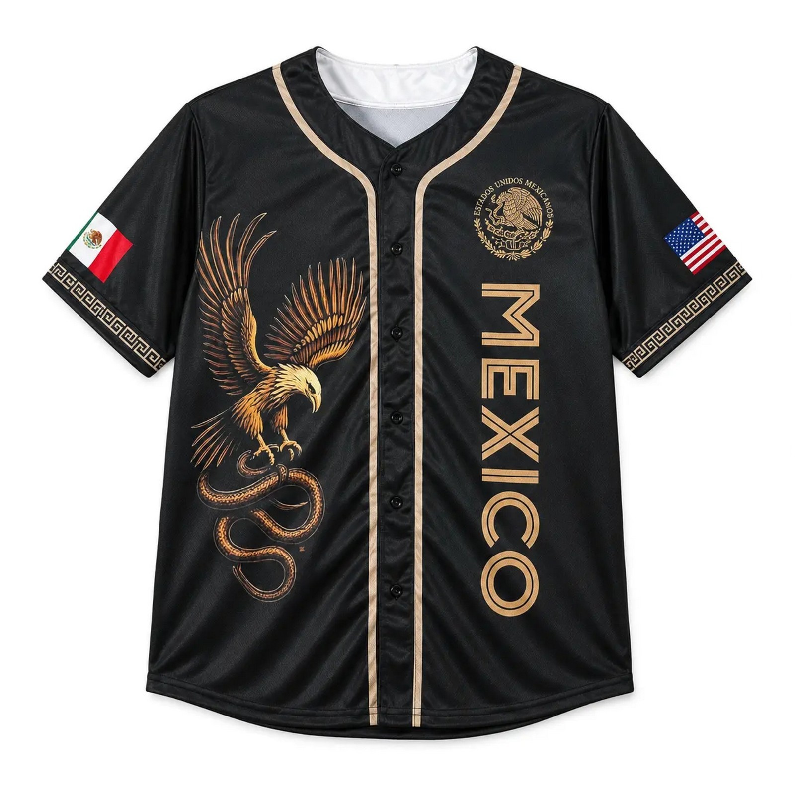 Mexico Flag Baseball Jersey, Green White Red Button Up Shirt, Mexican Jersey