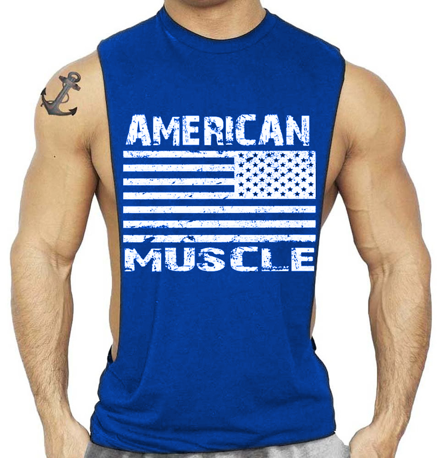 Men’s Gym Bodybuilding Workout Sleeveless Fitness American Muscle Tank Top Vest