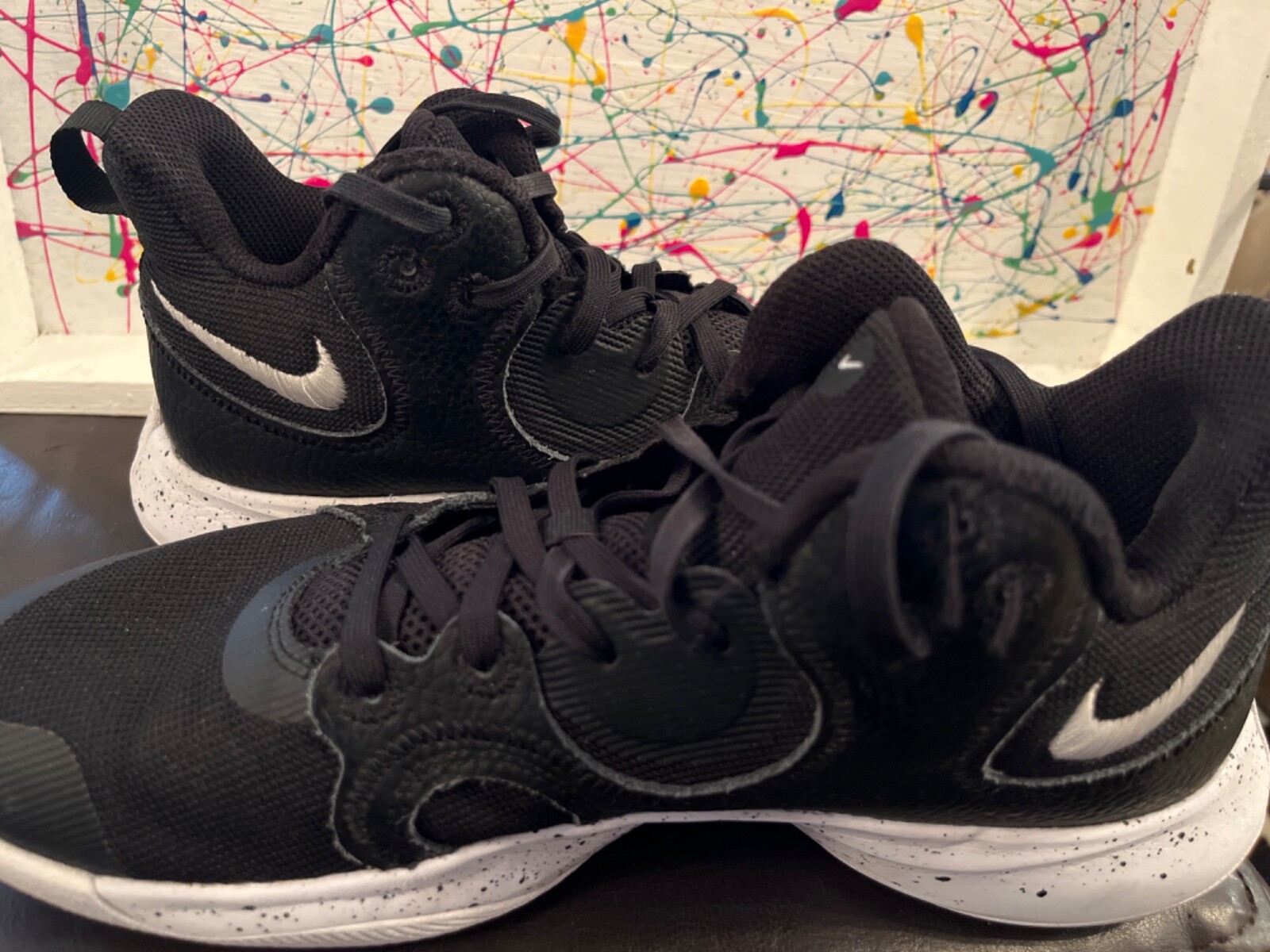 Black and White NIKE Basketball Shoes 