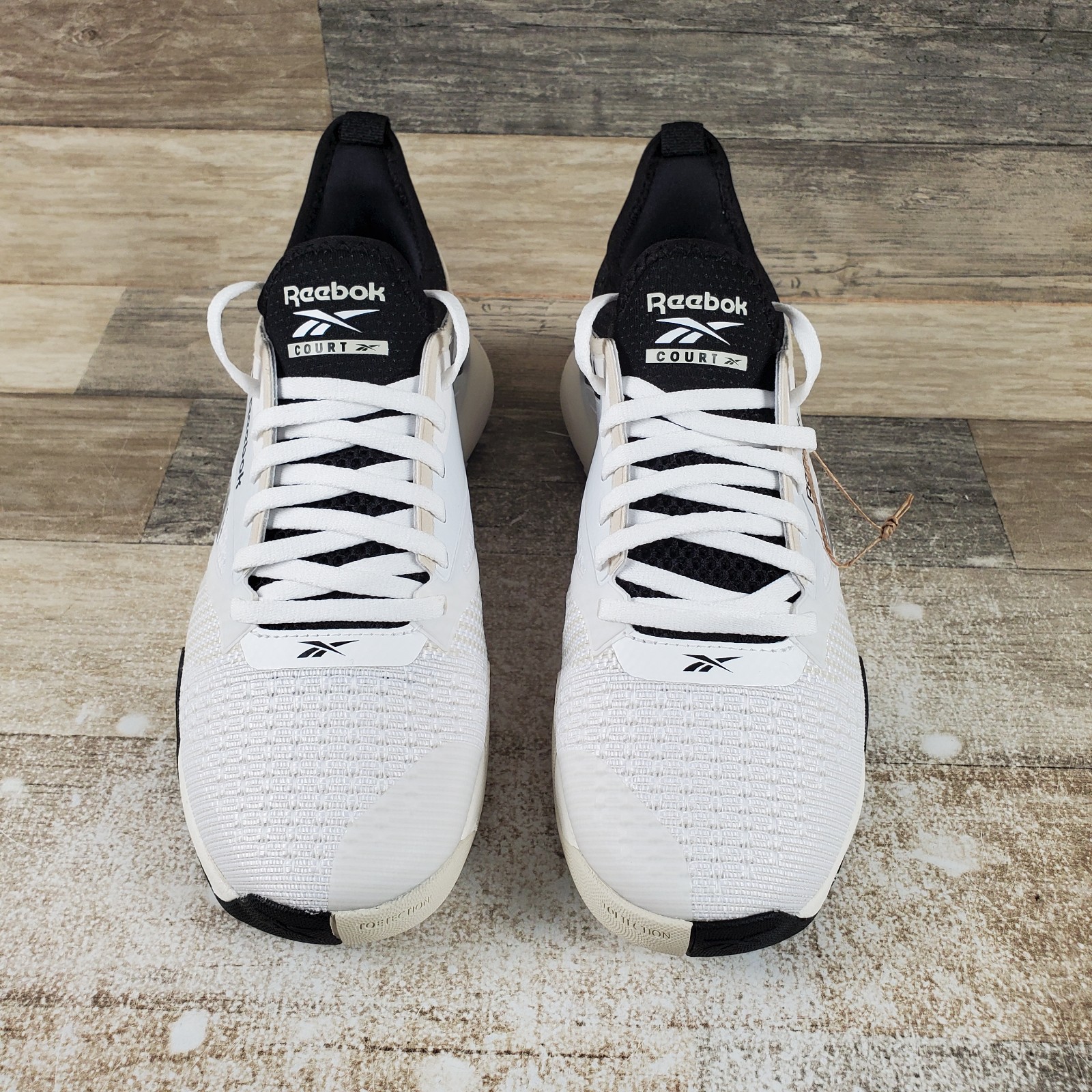 Reebok Nano Court Mens Shoes Sz 7.5 Running Athletic White Black Lace-Up Sneaker