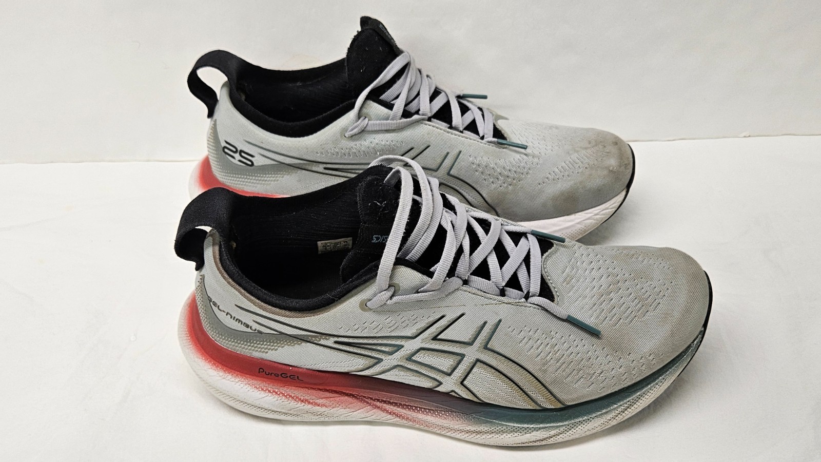 ASICS Gel-Nimbus 25 Shoes Men’s Size 10 Piedmont Grey/Foggy Teal Running Shoes