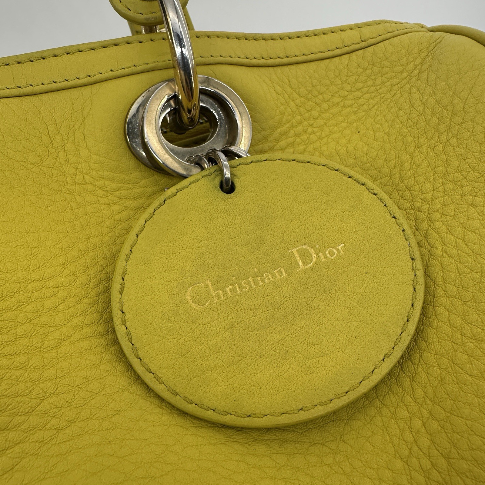 Dior Leather Top Handle & Shoulder Bag Lemon yellow leather.