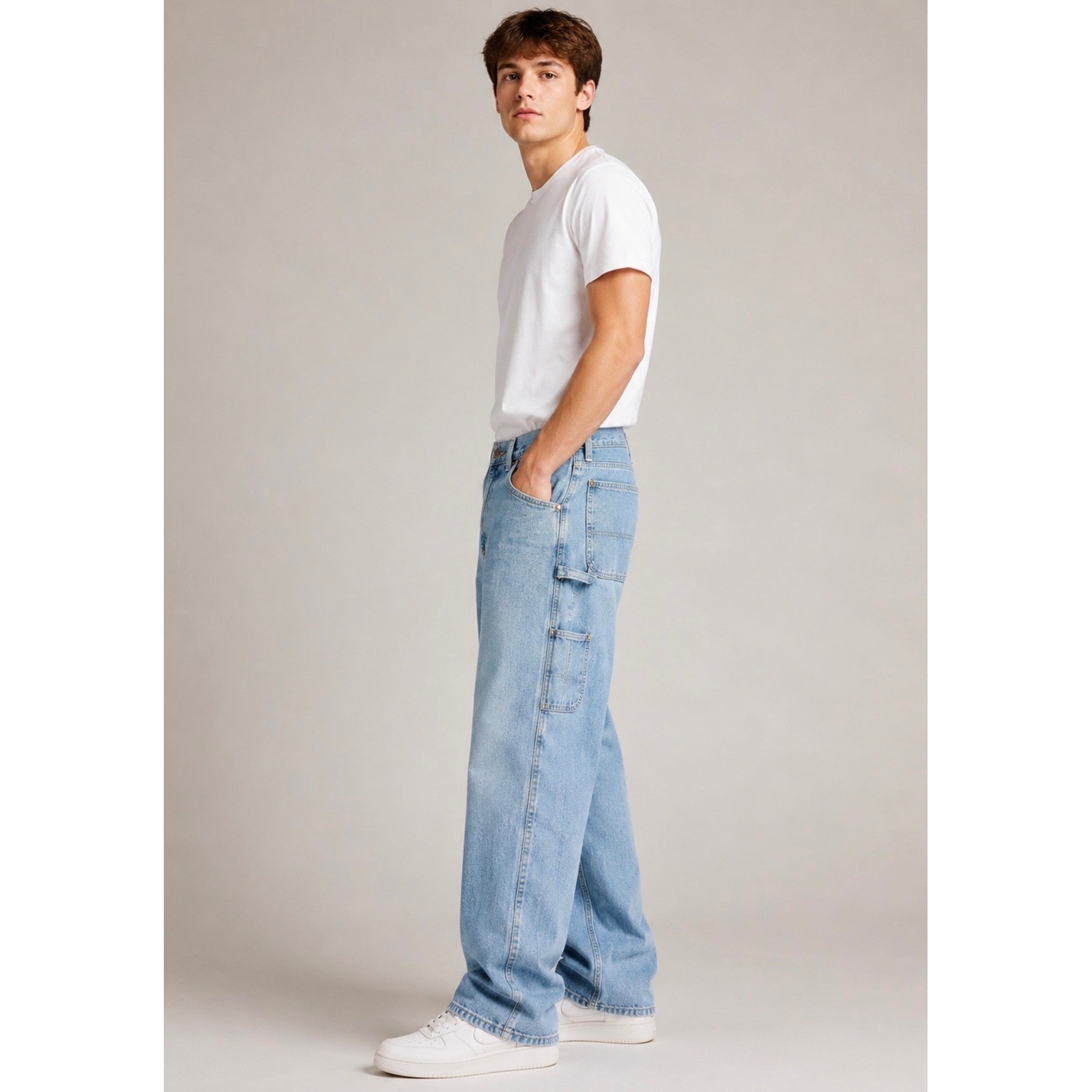 American Eagle Outfitters Worker Jeans Mens 28×30 Light Wash Carpenter Wide Leg