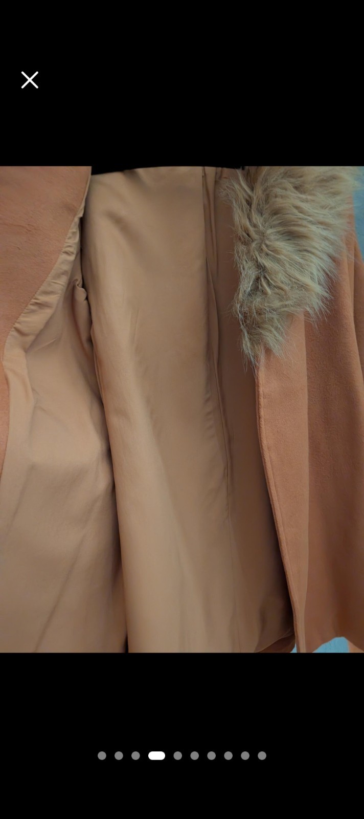 Rust Color Lined Belted Fur Collar Coat (Detachable Collar) New With Out Tags