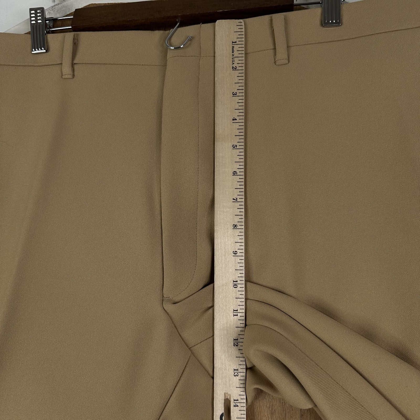 Hardwick Suit Mens 48R Tan 2 Button Gold Accents 100% Polyester Pants 40×29 Flat