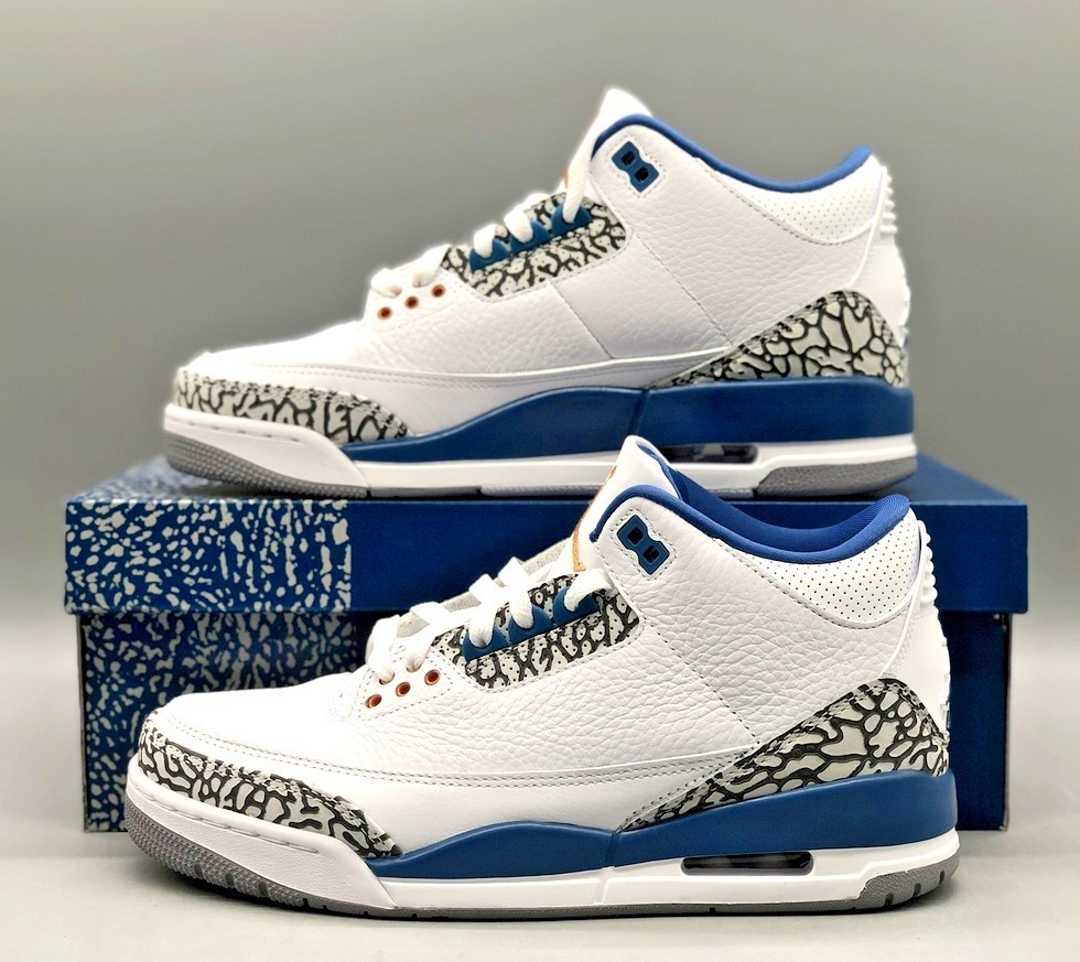 Jordan 3 Retro “White and True Blue” Basketball Shoes Size US 7-12