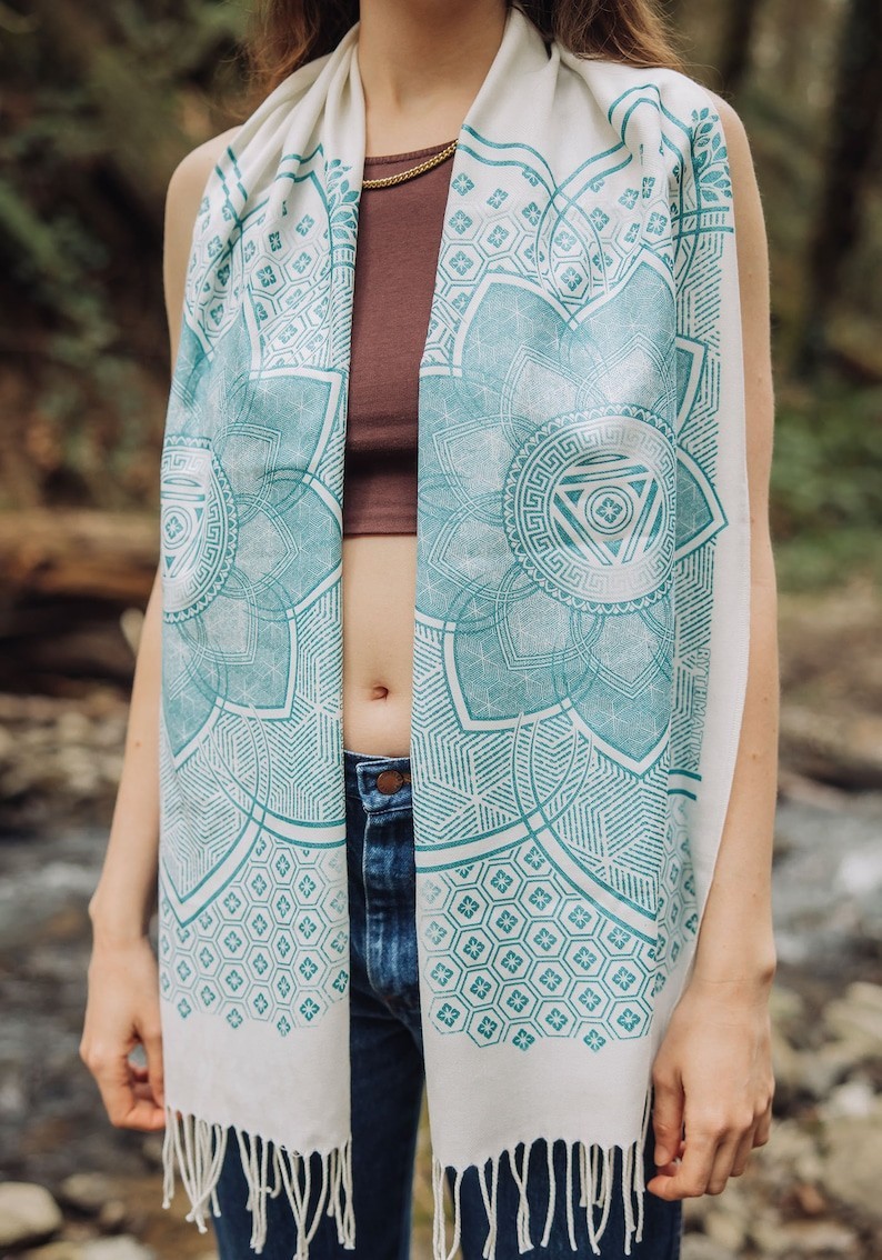 Superbloom Pashmina Scarf / Turkish Cotton Shawl / Sacred Geometry Clothing /