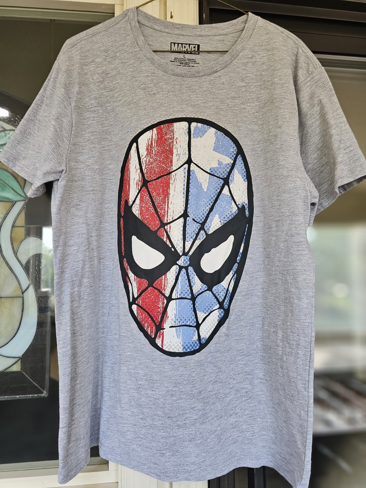 Marvel Spider-Man Men’s Crew Neck Short Sleeve Graphic T-Shirt Gray Size L