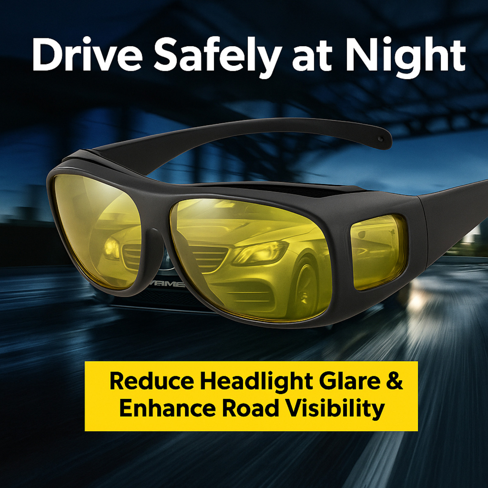 Polarized Night Driving Glasses Anti Glare Vision Fit Over for Men Women
