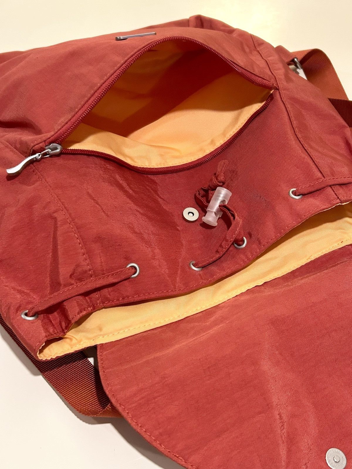 Baggallini Red Cinch Backpack w/ Padded Laptop/Tablet Compartment & Flap Closure