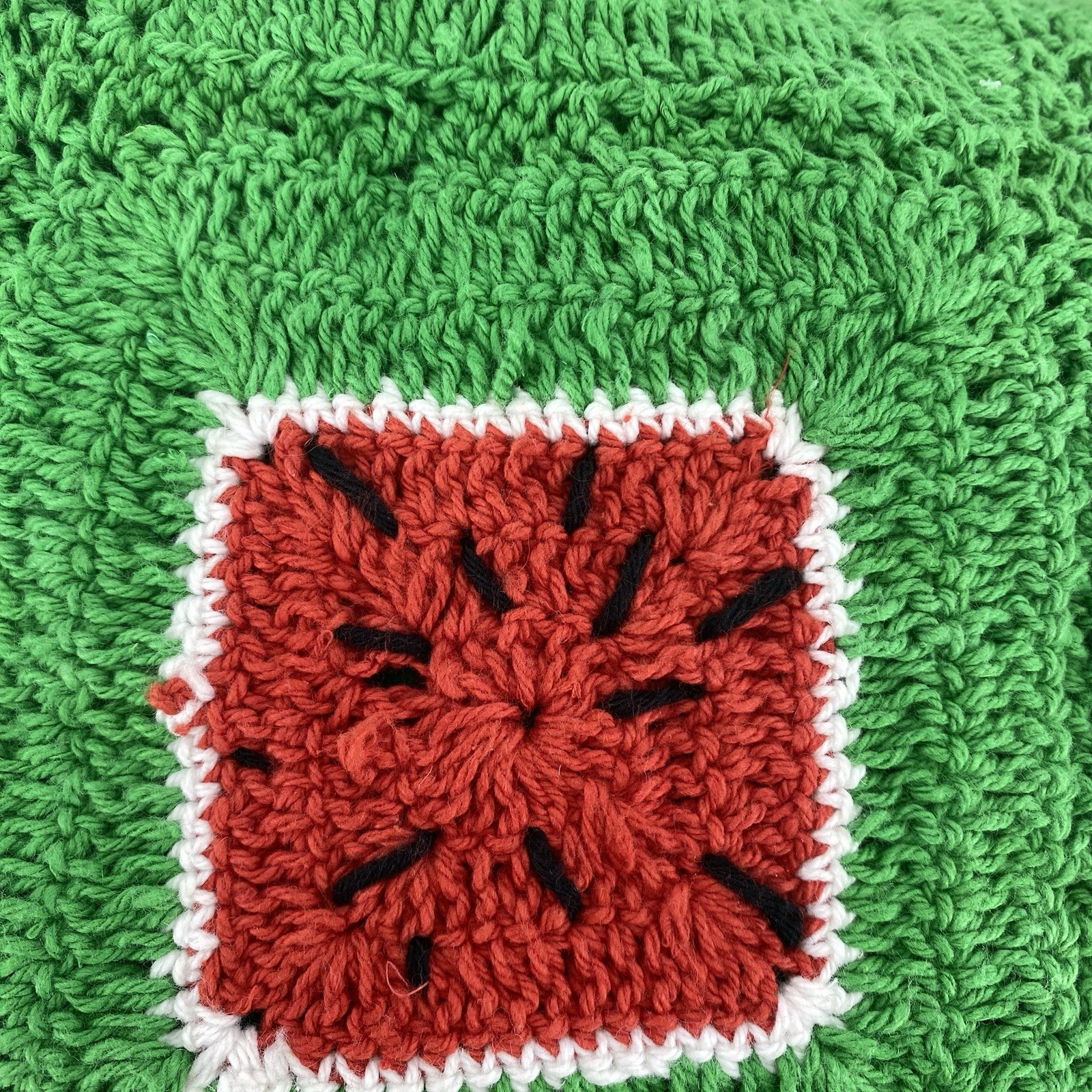 A & B Crochet Granny Square Green Red Black Watermelon Tote Bag NWT